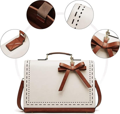 Telena Laptop Tote Bag for Women, 15.6 Inch Shoulder Tote Bag Leather Briefcase for Women, Large Capacity Handbag Bags