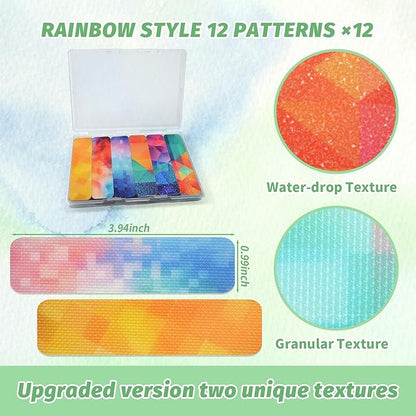 72 Pieces Anxiety Sensory Stickers with Storage Box - Calming Stickers 2 Textured Surface - Fidget Strips for Office & Classroom Desk Adult & Teen Stress