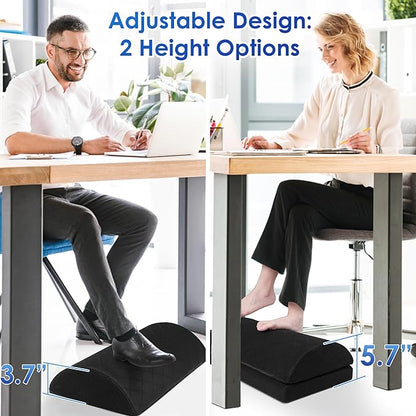 Foot Rest,Desk & Gaming Accessories,Foot Rest for Under Desk at Work,Comfortable Footrest with 2 Adjustable Heights & Removable Cover, Office Desk Accessories（Black-19.7 in）