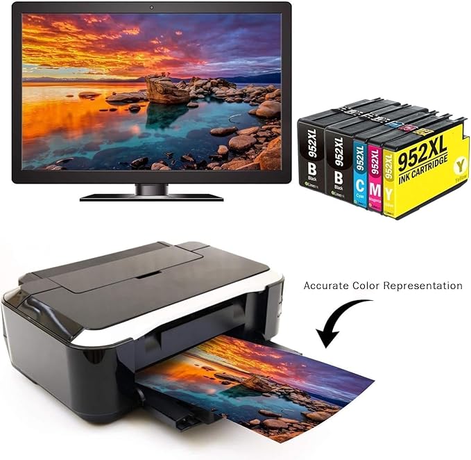 Limeink Compatible Ink Cartridges Replacement for HP 952xl Ink Cartridges Combo Pack for HP 952 Ink Cartridges Combo Pack for HP Ink 952 XL Black and Color for HP952XL for 8710 Printer for HP952 5p