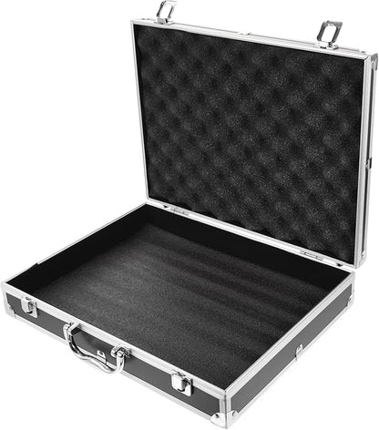 ERINGOGO Aluminum Briefcase - 11 Inch Hard Laptop Briefcases with Lock, Multifunctional Attache Case Black 37x28.5x7.5cm