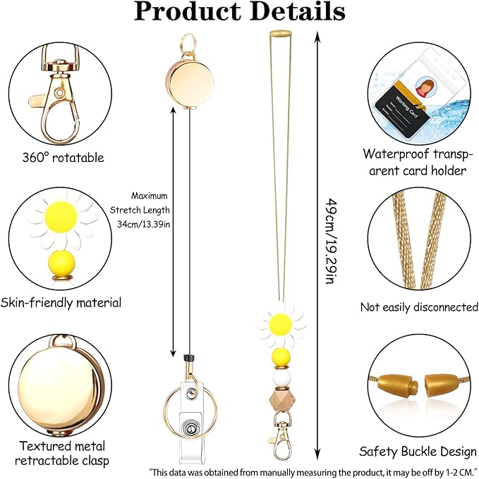 Colorful ID Badge Holder with Silicone Beads Lanyard Set,Cute Teacher Breakaway Lanyard for Keys & Keychain with Cute Retractable Badge Reel Holder,Gift for Women,Nurse, Teacher. (Z)