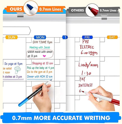 maxtek Dry Erase Markers Ultra Fine Tip, 0.7mm, Low Odor, Assorted Colors, 12 Count, Whiteboard Markers for Planning Whiteboard, Calendar Boards, Back to School Supplies