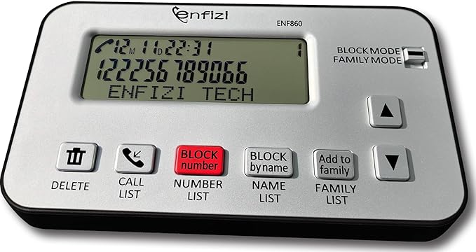 Enf860 Call Blocker for Landline Phones, Blacklist/Whitelist Dual Mode, Block spam Calls by Number and Name