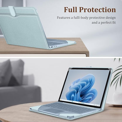 Fintie Sleeve Case for 12.4 Inch Microsoft Surface Laptop Go 3/2/1 (Model: 2013/1943), Premium PU Leather Protective Folio Book Cover with Large Pocket (Ice Blue)