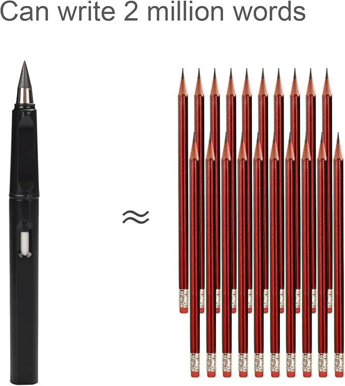 Infinity Forever Pencil Christmas Gifts - 0.7mm Infinite Everlasting Metal Inkless Pencils Set with Eraser, No Need Sharpened, Replace Mechanical Pen for Sketch, Drawing and Writing（With Pen Case）