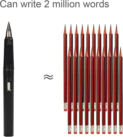 Infinity Forever Pencil Christmas Gifts - 0.7mm Infinite Everlasting Metal Inkless Pencils Set with Eraser, No Need Sharpened, Replace Mechanical Pen for Sketch, Drawing and Writing（With Pen Case）