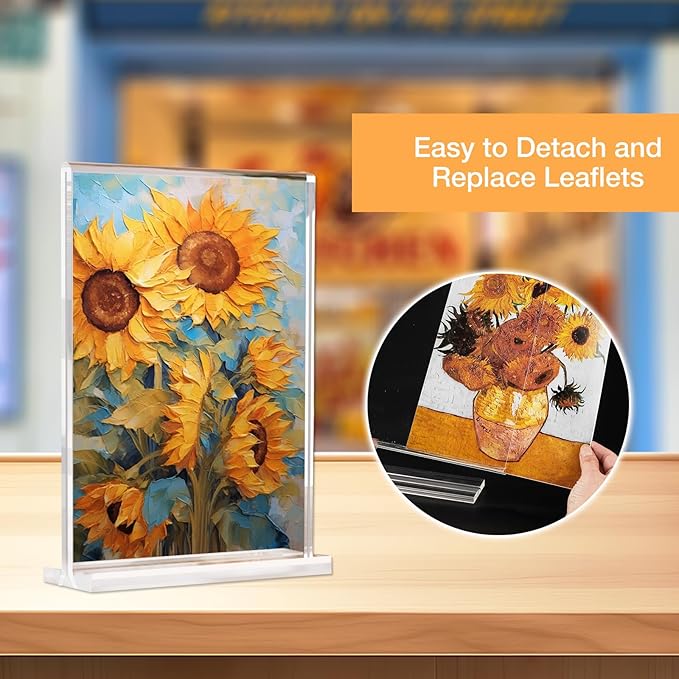 Clear Acrylic Sign Holder 8.5 x 11 - Perfect for Stores, Restaurants, and Offices - Set of 3 T Shape Plastic Sign Frames