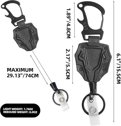 2 Pack Retractable Keychain Heavy Duty Outdoor Carabiner Badge Holder-Outdoor Carabiner for ID Badges, Key Holders, and More - Ideal for Work Badge Clips & Key Management