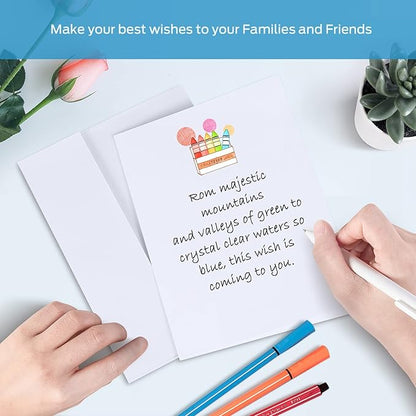 Blank White Cards and Envelopes 100 Pack, Ohuhu 5 x 7 Heavyweight Folded Cards and A7 Envelopes for DIY Christmas Greeting Cards, Wedding, Birthday, Invitations, Thank You Cards & All Occasion