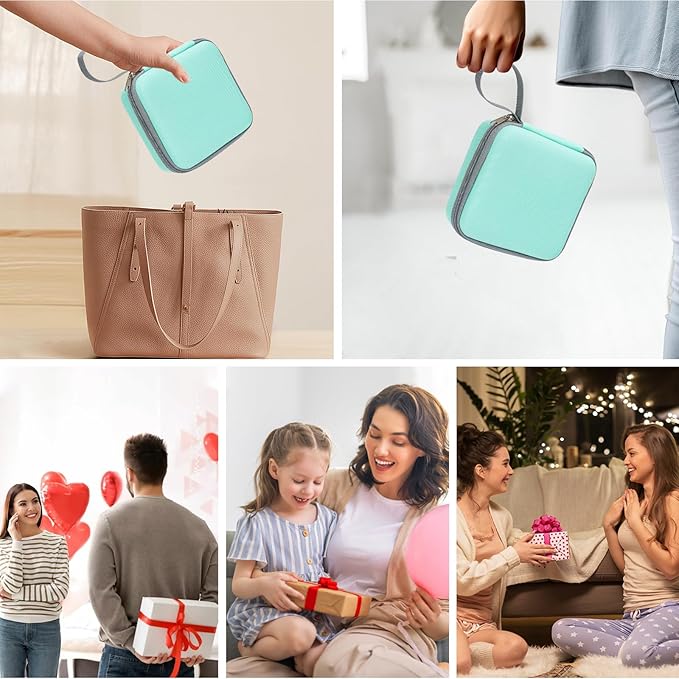 QYCHHJ Carrying Case for Phomemo T02/Memoking/HUIJUTCHEN Mini Sticker Printer, Portable Hard Travel Case for Label Maker, Thermal Printer Paper, Green