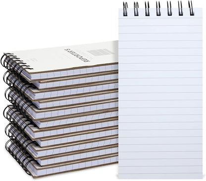12 Pack Reporters Notebook, Spiral Note Pad for Journalist, Detective (70 Sheets/140 Pages Per Book, 4x8 In)