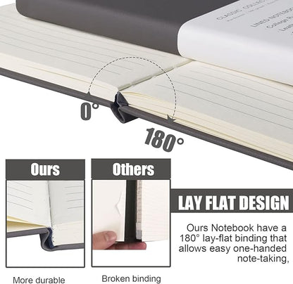 Lined Journal Notebook, (Dark Gray), 160 Pages, Medium 5.7 inches x 8 inches - 100 gsm Thick Paper, Hardcover