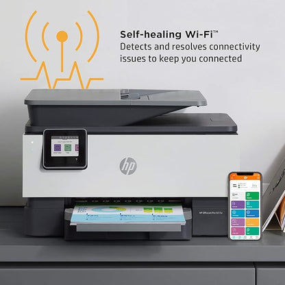 HP OfficeJet Pro 9015e Wireless Color All-in-One Printer with bonus 6 months Instant ink with HP+ (1G5L3A),Gray