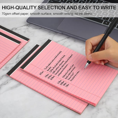 Utron 6 PCS Small Legal Pads 5x8 Pink, Narrow Ruled Small Note Pads 5x8, Micro Perforated Writing Pad, College Ruled Legal Notepads 5x8 for Study, Office, To-Do Lists(30 Sheets/Small Notepad)