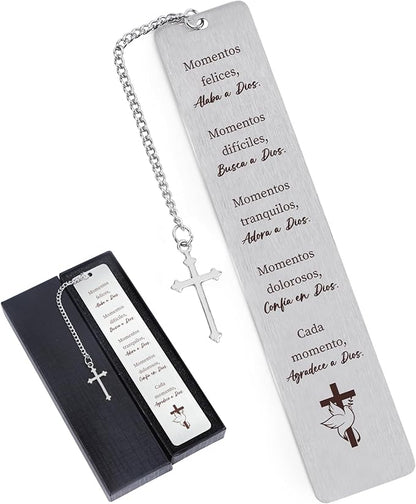 Metal Spanish Christian Bookmark Gifts - Shejdgart Bible Verse Bookmarks Inspirational Prayer Gifts for Hispanic Biblical Religious Gifts for Women Christian Birthday Thanksgiving Christmas Gifts