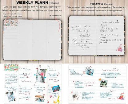 Flowery Journal, Planner Notebook and Calendar Schedule Organizer (Pink Cherry Blossom, A7(5 inch))