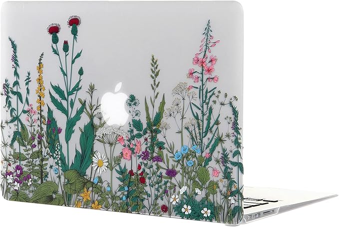 Case for MacBook Air 13 inch A1466 A1369 2010-2017 Release, 5 in 1 Matte Clear Hard Shell&Keyboard Cover&Screen Protector&Webcam Cover Compatible with Older Version Air 13.3 - Garden Flowers