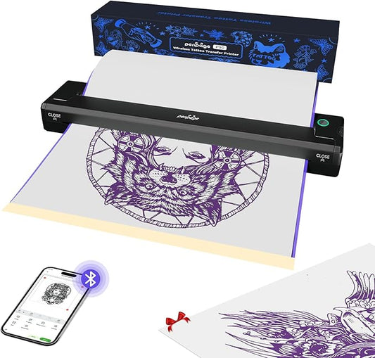 P90 Wireless Tattoo Stencil Printer - Professional & Beginner Friendly, Bluetooth & USB Connectivity, Free Stencil Paper Included