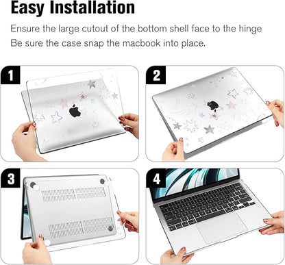 Fintie Case for MacBook Air 13.6 Inch A3113 A2681 (2022 2023 2024 Release) - Snap On Hard Shell Cover for MacBook Air 13.6" M2 M3 Chip with Liquid Retina Display and Touch ID (Five-Pointed Star)