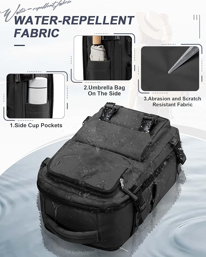 Black Travel Backpack for Women Men, Carry on Backpack Flight Approved Item Bag, Casual Daypacks Cabin Bagage, Hiking Backpack Lightweight Rucksack, Business Laptop Backpack Small