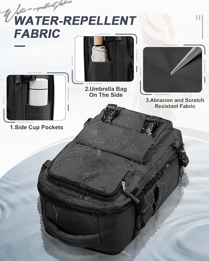 Black Travel Backpack for Women Men, Carry on Backpack Flight Approved Item Bag, Casual Daypacks Cabin Bagage, Hiking Backpack Lightweight Rucksack, Business Laptop Backpack Small