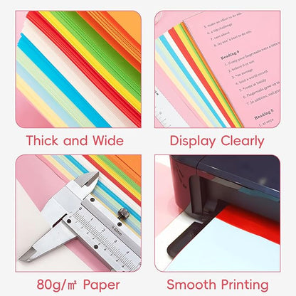 M&G 100 Sheets Colored Copy Printing Paper Assorted Colors, 8.3 X 11.7 in Construction Paper for Card Making Scrapbooking Kids School Office DIY Craft