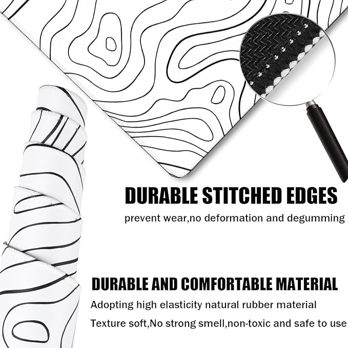 Large Mouse Pad, Big Desk Mat Large Office Desk Pad, Durable Extended Mouse Mat 31.5"x15.7" Computer Mousepad with Non-Slip Rubber Base & Stitched Edge for Home Office Work, Black Line