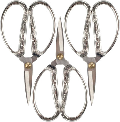 JubileeYarn Crane Motif Small Embroidery Craft Scissors - Brushed Nickel - 3 Scissors