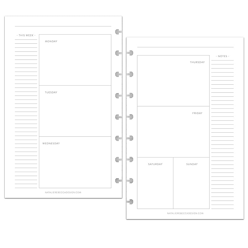 BetterNote Horizontal Undated Calendar Refill Pages for Disc Notebook, fits The Happy Planner, Discbound Levenger Circa, Staples Arc, TUL (Classic- 6 months, 8-Disc, 5.5"x8.5")