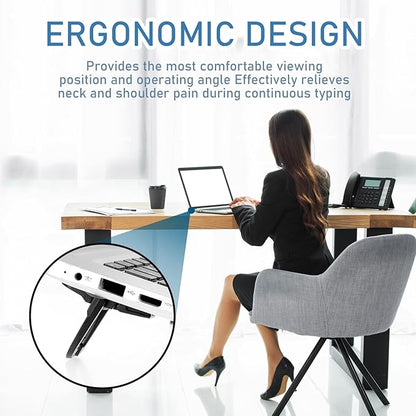 Bewudy 2 Pcs Portable Keyboard Riser, Dual Tilt Angle Adjustment Foldable Laptop Riser, Mini Computer Keyboard Stand for Desk, Self-Adhesive Keyboard Riser Feet for Most Keyboards(Black)