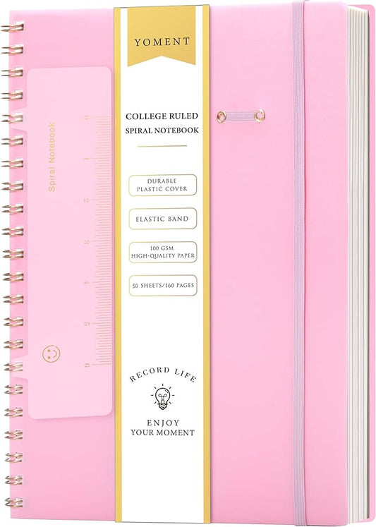 Yoment Spiral Notebook 8.5 x 11 A4 Large Notebooks for Work College Ruled Journaling Notebooks, 100 GSM Paper, Spiral Bound Journal for School Note Taking Writing, A4 Pink