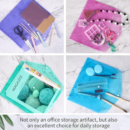 EOOUT 48 Pack Plastic Envelopes Poly Envelopes with Snap Closure, Clear Document File Folders, A4 Letter Size for School Home Work Office Organization, 8 Colors