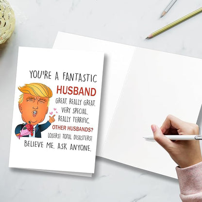 Funny Husband Birthday Cards, Humorous Husband Birthday Cards, Gifts for Husband, Beautiful Valentine’s Day Gifts for Him, Unique Anniversary Cards for Husband, Trump Love Cards