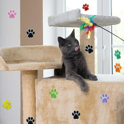 Paw Print Stickers,1.5" Holographic Shiny Bear Paw Print Stickers,Dog Puppy Paw Stickers Bear Paw Stickers with Perforation Line (500PCS,Black)