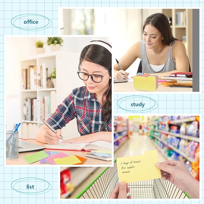 Koogel 252 PCS Tabbed Index Cards, Colorful 3 x 5 Inch Flash Card Dividers Cards Ruled Notecards with Tab for Learning Note Taking To Do List