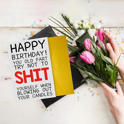 Funny Birthday Cards For Women Men, Rude Birthday Card Gift for Nan Grandad Mom Dad, 50th 60th 70th 80th Birthday Card for Him Her, Happy Birthday Card Dad Mom
