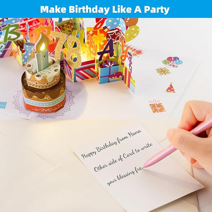 Gumry 78TH Musical Birthday PopUp Card, Blowable Colorful Light Candle 3D Cards with Song, Applause Cheers Sound, Greeting Cards Birthday Gifts Decorations for Women Men Turning 78 Years Old