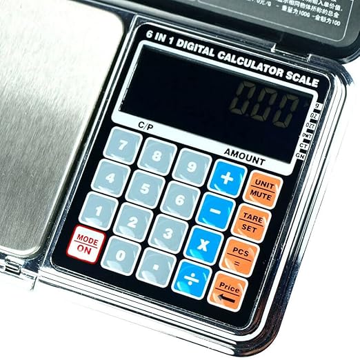 1Pcs Digital Pocket Scale 500g x0.01g Gram Scale Food Scale with Piece Counting/Price Calculator Function Built-in Clock and Thermometer