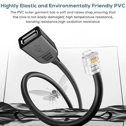 RJ116p4c Male to USB Female, RJ11 to USB Modem Adapter, Used for Telephone Interface Testing Connectors, Telephone Communication, Fax Machines, Modem Adapters (RJ11 to USB 100cm)
