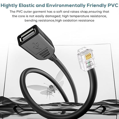 RJ116p4c Male to USB Female, RJ11 to USB Modem Adapter, Used for Telephone Interface Testing Connectors, Telephone Communication, Fax Machines, Modem Adapters (RJ11 to USB 100cm)