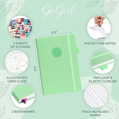 GoGirl Budget Planner – Monthly Financial Planner Organizer Budget Book. Expense Tracker Notebook Journal to Control Money, Compact (Mint Green)