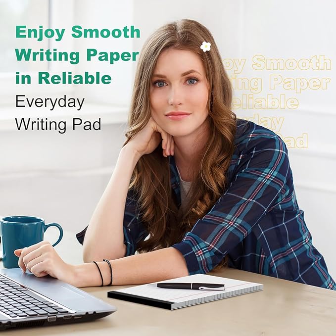 10 Pack White Legal Pads 5x8 Small Note Pads, Writing Pads for Work, College Ruled Perforated Memo Pad, Desk Notepad with Study Backboard, 30 Sheets Per Pad, 5x8 Legal Pad for Office/School/Home