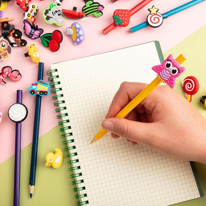 WDAHDHP Pencil Clip Topper, 50 Pcs Different Pencil Topper Decoration, Cute Pencil Charms for Kids Students School Gifts Classroom Rewards