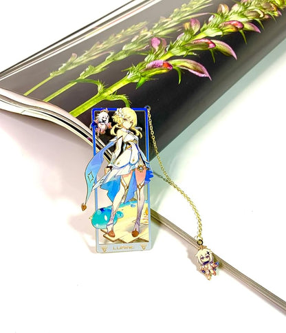 Genshin Impact Lumine Metal Bookmark - Anime Figure Merch with 3D Display Box - Birthday Gifts for Fans Friends Gamer Book Lovers - Zllada