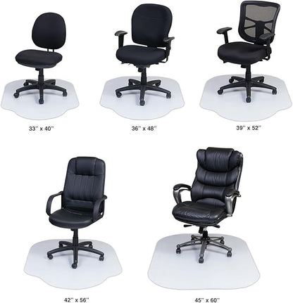 Evolve Modern Shape 42"x 56" Clear Office Chair Mat with Lip for Low and Medium Pile Carpet, Made in The USA by Dimex, C5D5001J