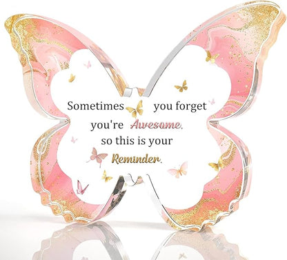 Inspirational Gifts for Women Girls Birthday Gift for Best Friends Sister Niece Daughter Cousin Besties Wife Personalised Acrylic Butterfly Plaques Bookmarks Set Flower Encourage Keepsake Colleague