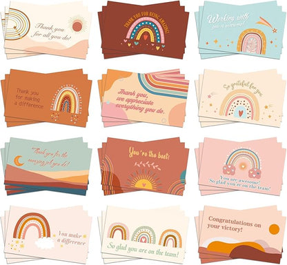 Yeaqee 240 Pcs Employee Appreciation Kudos Cards Funny Blank Back Motivational Card Encouragement Thank You Note Recognition Card for Teacher College Affirmation Gift(Bohemia)