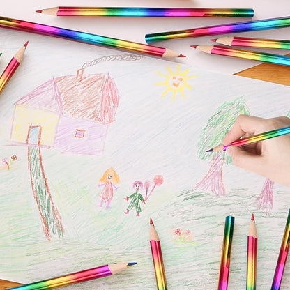 GOLDGE 40pcs Rainbow Pencils (NOT pre-sharpened), 4 Color in 1 Rainbow Colored Pencils for Kids, Art Supplies, Coloring Pencils, Gifts for Students