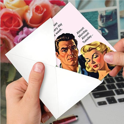 NobleWorks, Funny Anniversary Greeting Card with 5 x 7 Inch Envelope (1 Card) Couple, Husband, Wife, Parents Anniversary Congratulations Almost Every Day C10850ANG